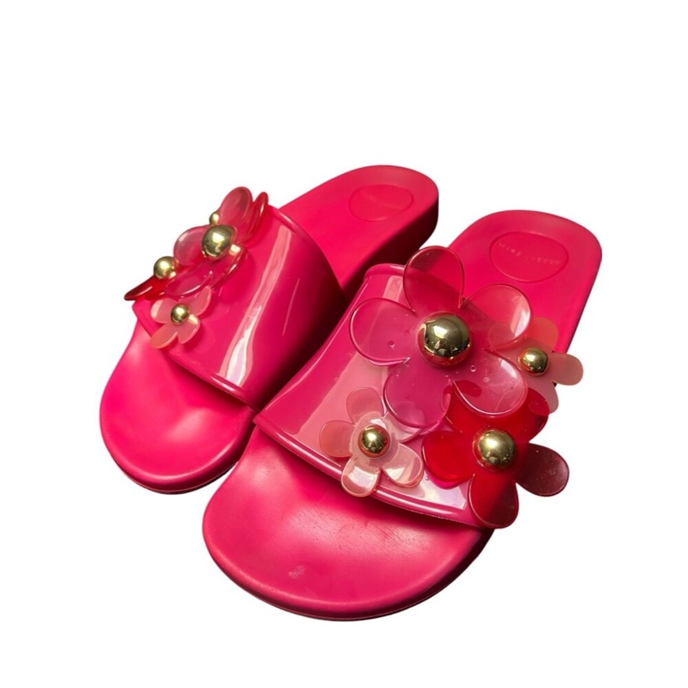 Marc Jacobs Daisy Aqua Slides Pink Fuchsia Floral Jelly Sandals Flower US 8 - Picture 2 of 5